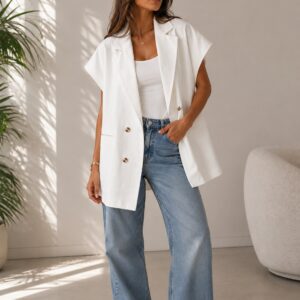 Oversize White Blazer
